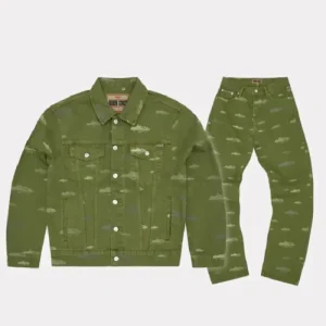 Corteiz Alcatraz Muster Tracksuit Khaki