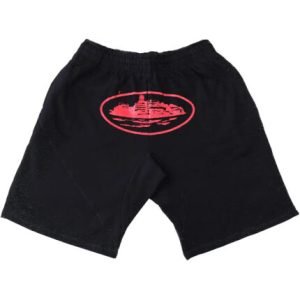 Corteiz Alcatraz Shorts in Schwarz/Rot